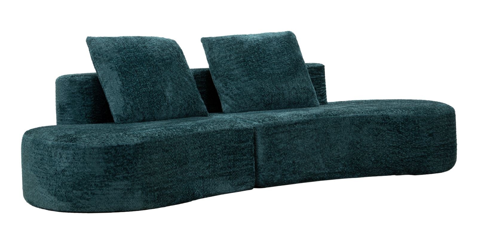 Estila Dizajnová oblá štvormiestna sedačka Lilos v tmavej modrej farbe so zamatovým poťahom v organickom tvare 238 cm