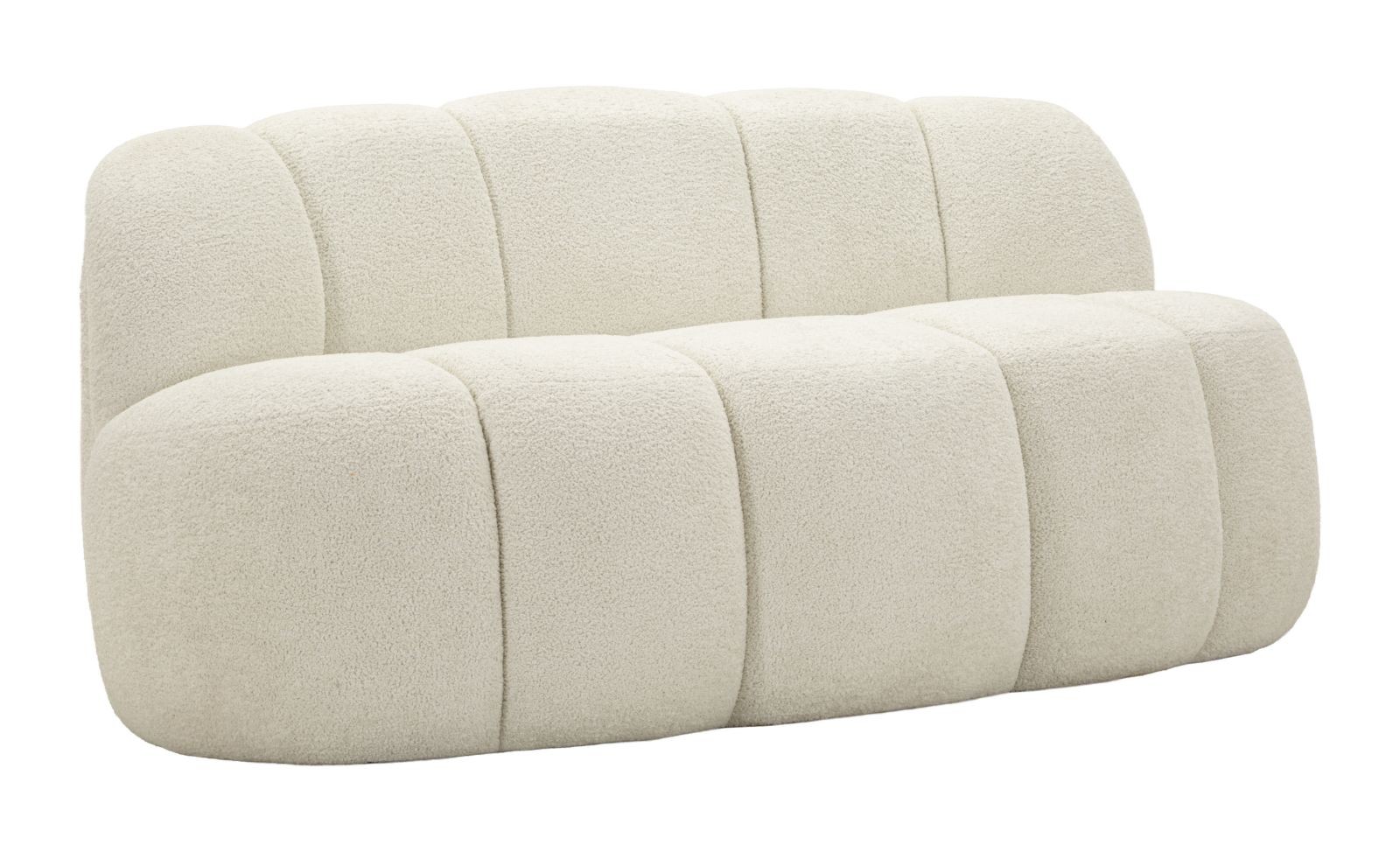 Estila Moderná dvojmiestna sedačka Berry s plyšovým poťahom v bielej farbe a dizajnom cloud sofa 145 cm