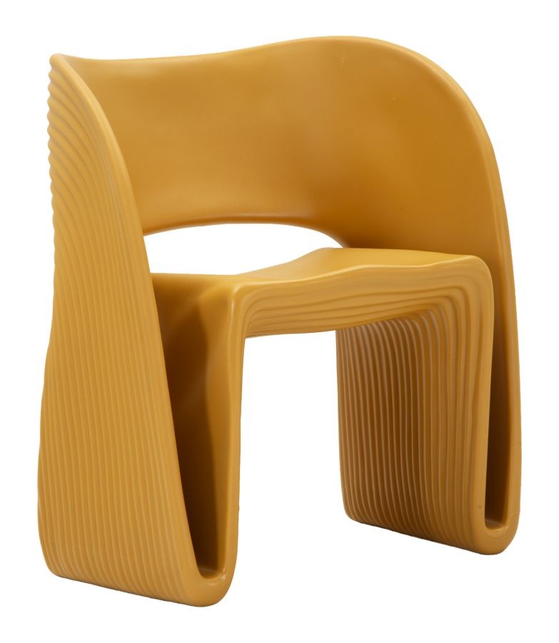 Estila Dizajnová moderná jedálenská stolička Orchetta v žltej farbe s vrúbkovaným reliéfom a avantgardnou siluetou 76 cm