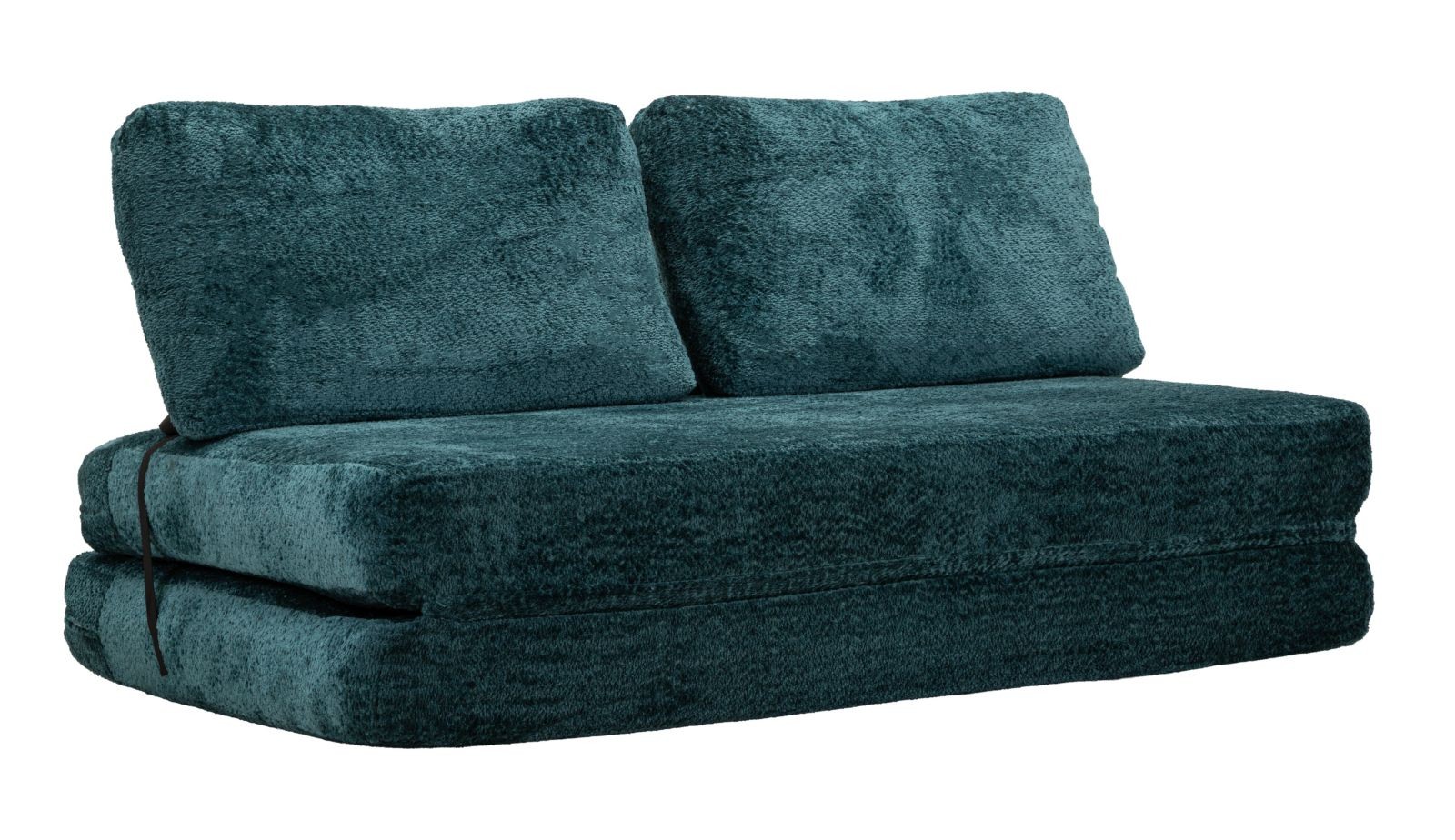 Estila Dizajnová moderná rozkladacia dvojsedačka Raffai s plyšovým tmavomodrým poťahom a dvomi vankúšmi 150 cm