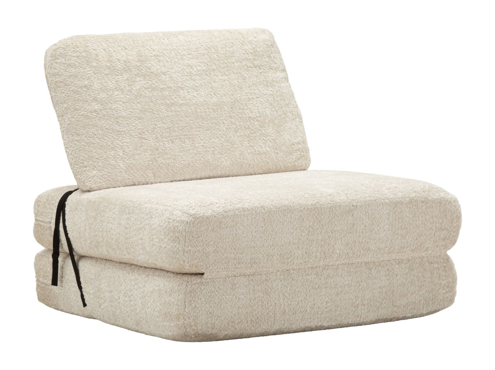 Estila Moderné rozkladacie obdĺžnikové kreslo Raffai v krémovej bielej farbe s vankúšovým operadlom 100 cm