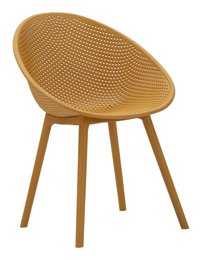 Estila Moderná dizajnová žltá jedálenská stolička Isola s okrúhlou sedacou časťou s perforovaným vzorom 59 cm