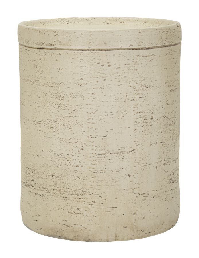 Estila Dizajnový moderný okrúhly príručný stolík Cairo v béžovej farbe so vzhľadom prírodného pieskovca 35 cm