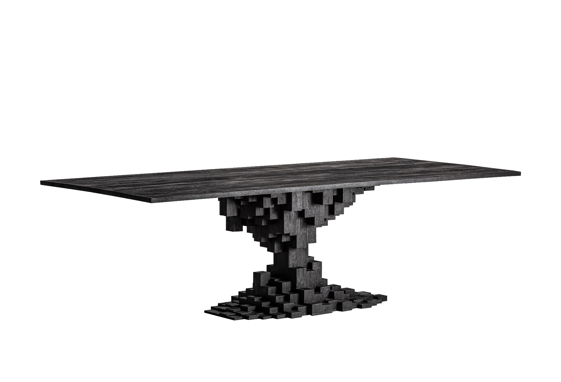 Estila Luxusný geometrický obdĺžnikový jedálenský stôl Cubia Nera s kockovanou nohou z masívneho mangového dreva 250 cm