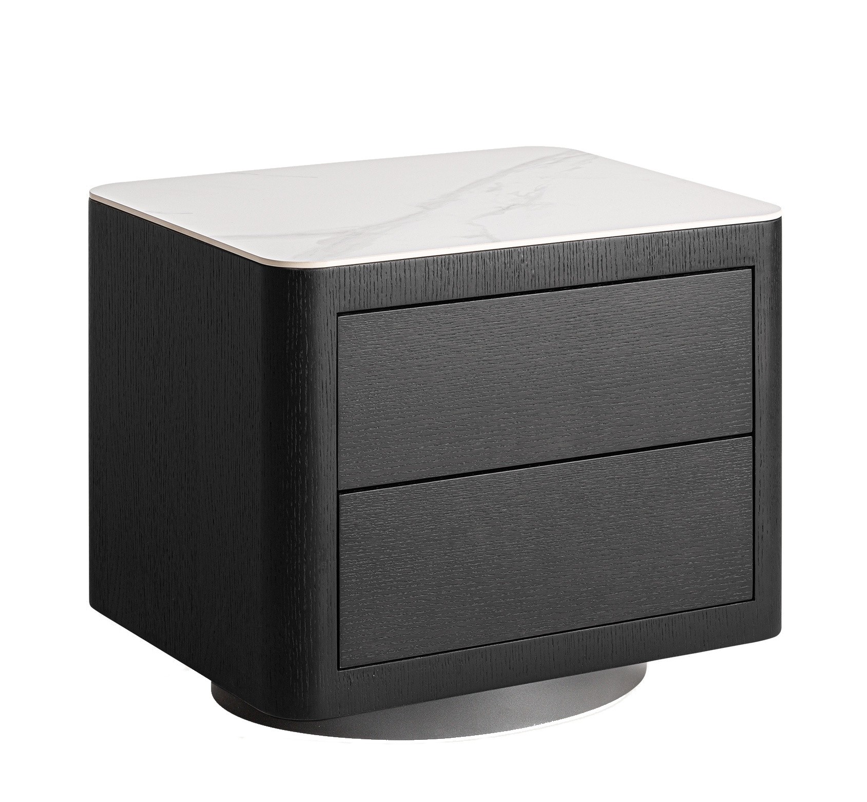 Estila Luxusný art deco hnedý mramorový nočný stolík Holis v obdĺžnikovom tvare s dvomi zásuvkami a mramorovou doskou 55 cm