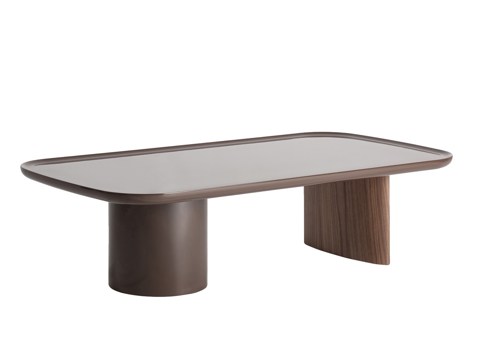 Estila Luxusný art deco obdĺžnikový hnedý konferenčný stolík Kirian s lesklým povrchom a okrúhlymi nohami 133 cm
