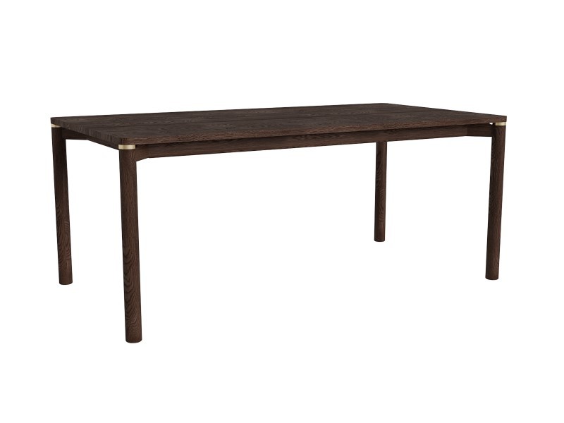 Estila Art deco obdĺžnikový rozkladací jedálenský stôl Linia v tmavej hnedej farbe so zlatými detailmi 180-280 cm