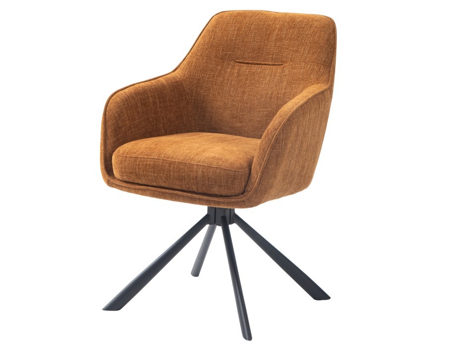 Estila Dizajnová industriálna jedálenská stolička Egon s horčicovým žltým poťahom a čiernou kovovou podstavou 59 cm