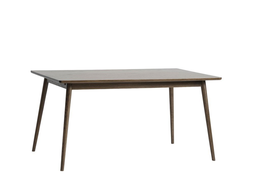 Estila Dizajnový retro tmavý hnedý jedálenský stôl Aarhus s obdĺžnikovou rozkladacou vrchnou doskou a šikmými nohami 150-240 cm