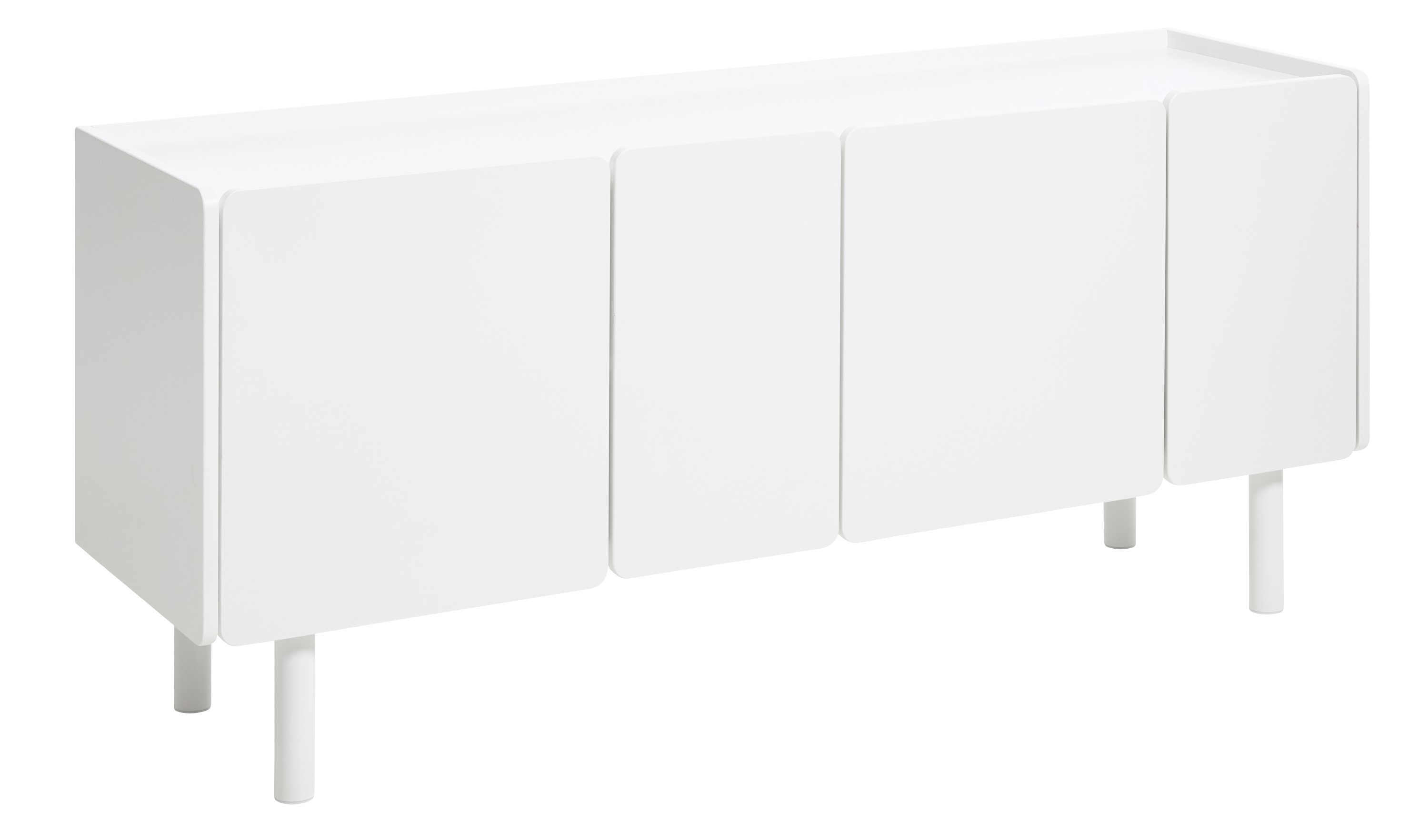 Estila Moderný štvordverový obdĺžnikový príborník Arvila v bielej farbe 160 cm