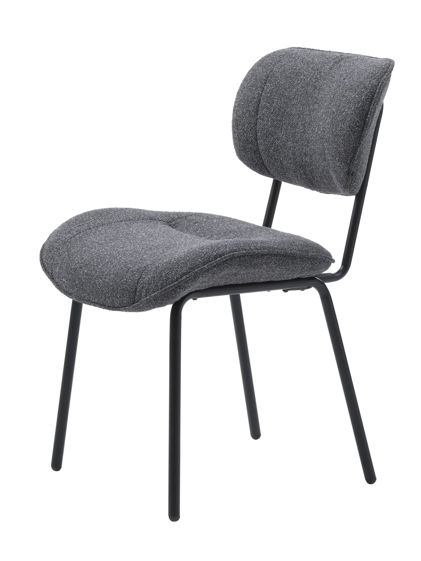 Estila Dizajnová industriálna jedálenská stolička Hruna so sivým buklé poťahom a čiernou kovovou konštrukciou 83 cm