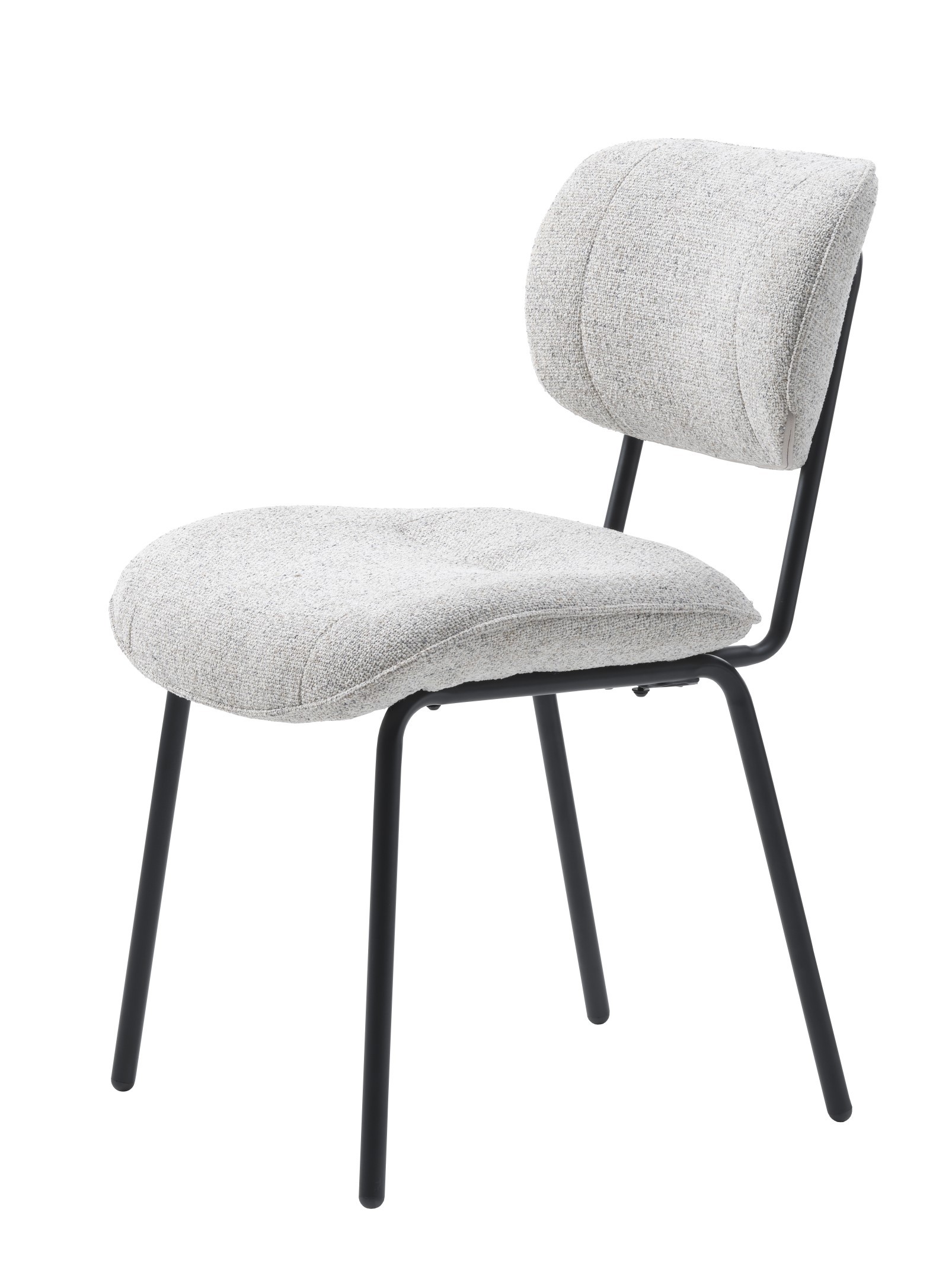 Estila Moderná buklé jedálenská stolička Hruna so štíhlou čiernou kovovou konštrukciou a bielosivým poťahom 83 cm