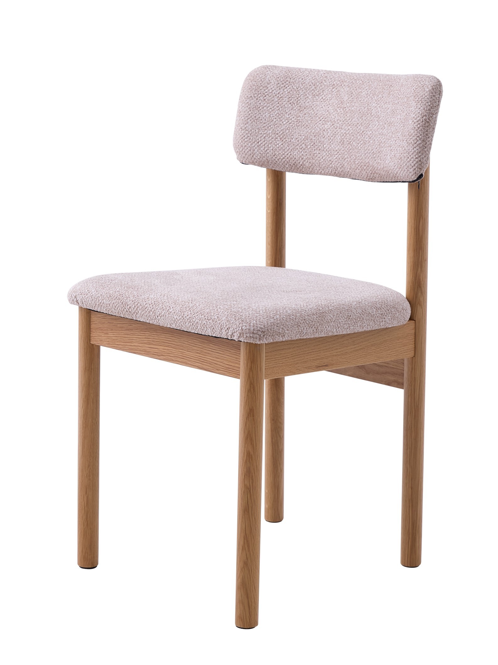 Estila Dizajnová škandinávska jedálenská stolička Leonna s dubovým svetlým hnedým rámom a buklé poťahom v béžovej farbe 81 cm