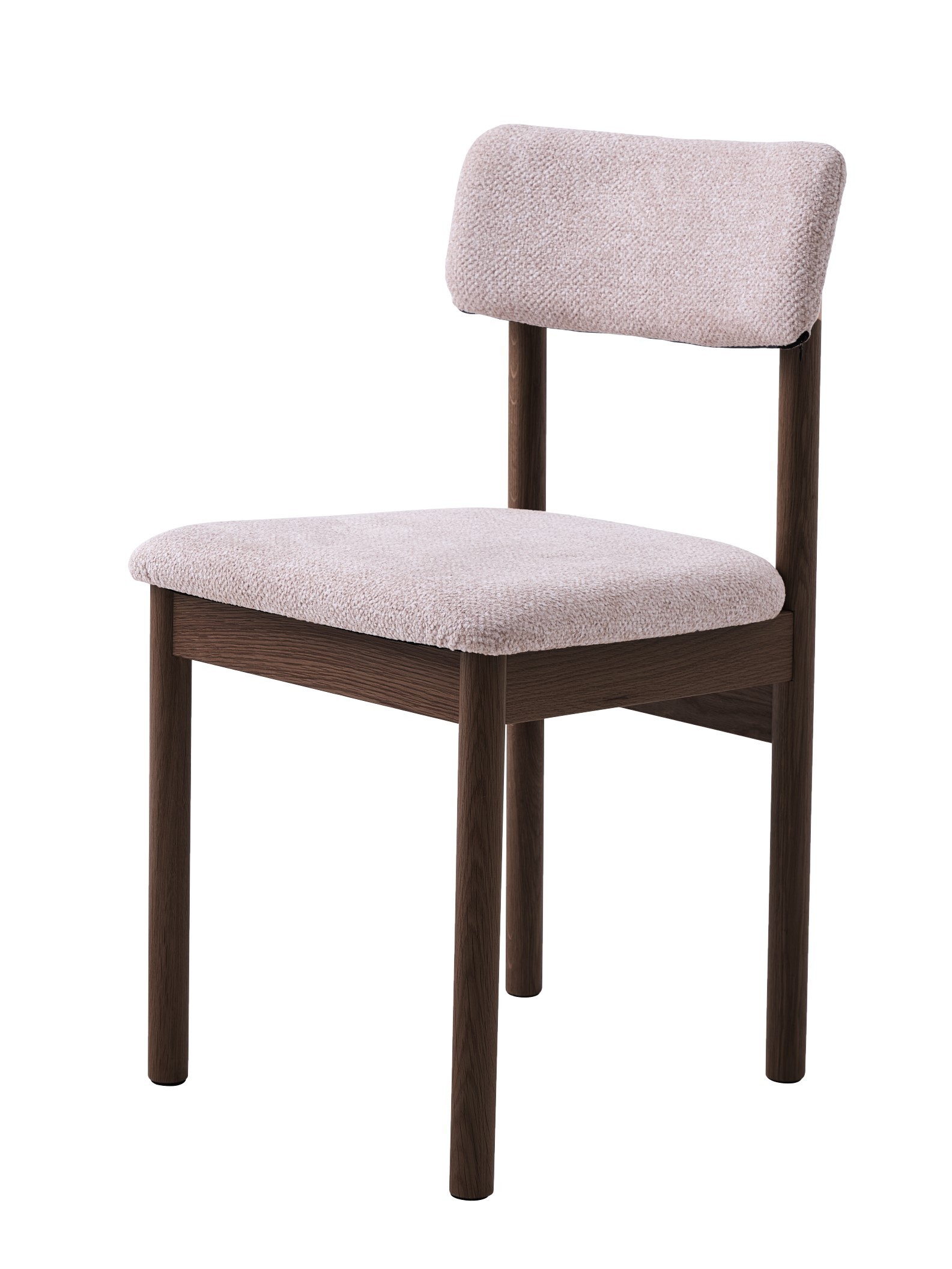 Estila Moderná masívna jedálenská stolička Leonna s tmavého hnedého dubového dreva s béžovým buklé poťahom 81 cm