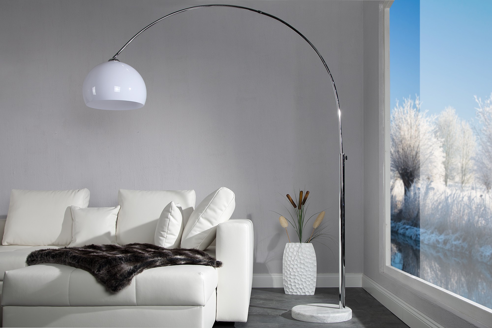 Estila Dizajnová moderná stojaca lampa Big Bow II biela 175-205cm