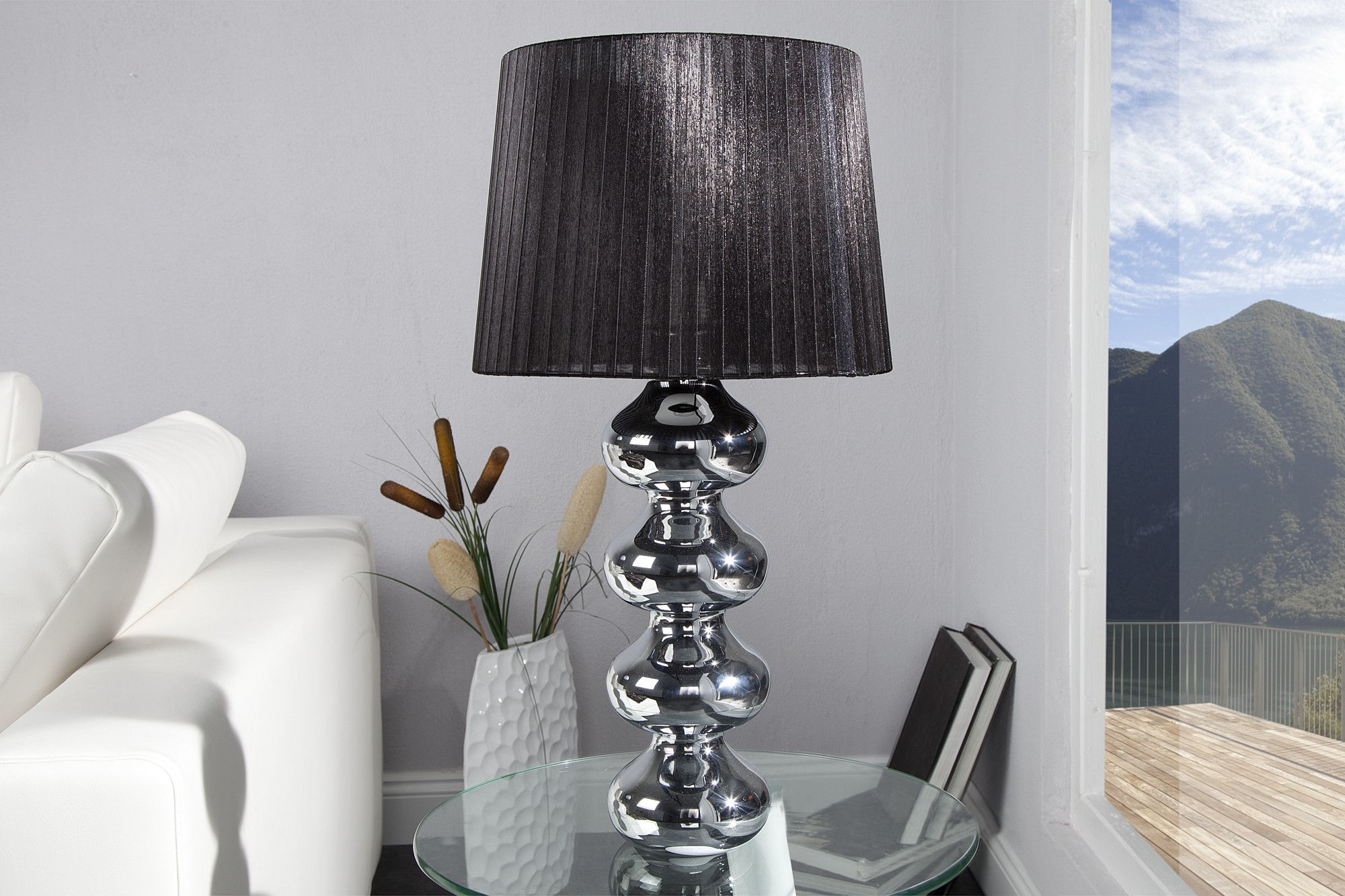 Estila Luxusná moderná stolná lampa Mia čierna