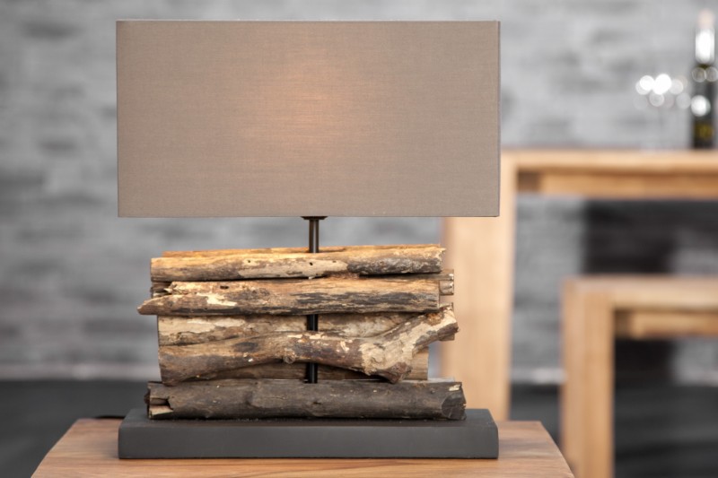 Estila Dizajnová stolná lampa z naplaveného dreva