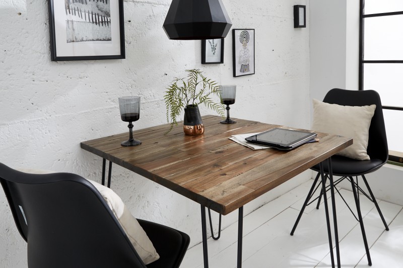 Estila Jedálenský stôl z dreva a kovu Leeds 80cm štvorcový