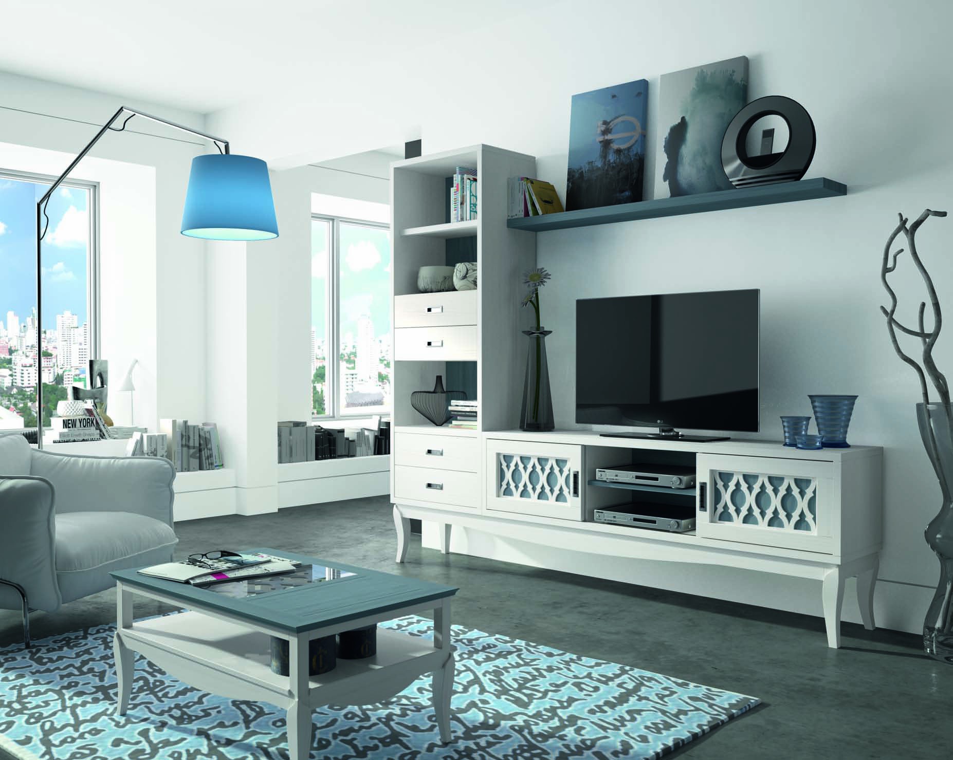 Obývacia izba zo Stredomoria s nádychom kobaltovo modrej farby