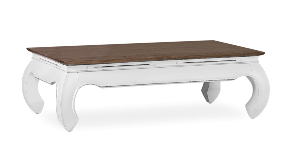 Estila Koloniálny luxusný konferenčný stolík BLANC v bielej farbe z masívu 125cm