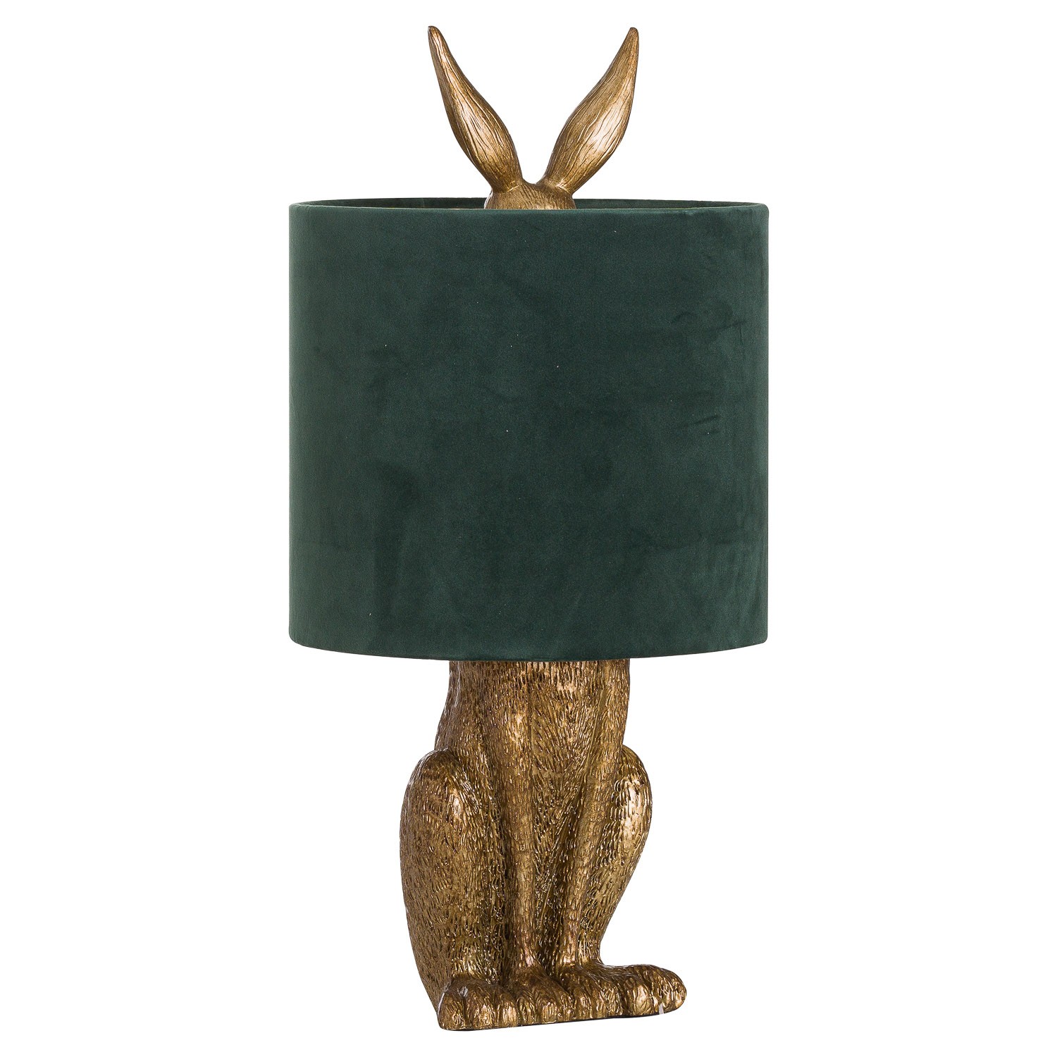 Estila Dizajnová stolná lampa Jarrona Gold s podstavcom v tvare králika a so zeleným tienidlom 50cm