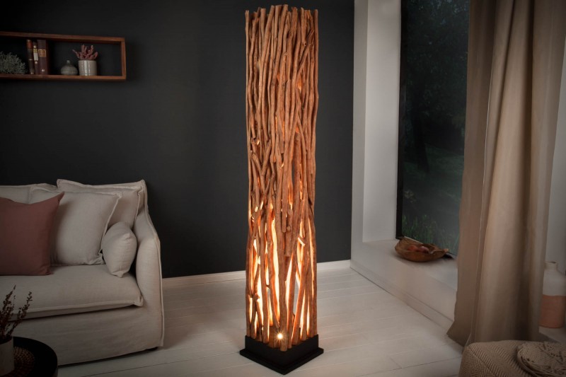 Estila Vidiecka štýlová stojaca lampa Euphoria z masívneho dreva 178cm
