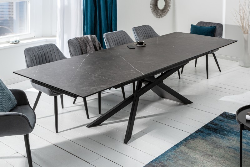 Estila Mramorový rozkladací jedálenský stôl Marmol s kovovými nohami v tmavom odtieni 180-220-260cm