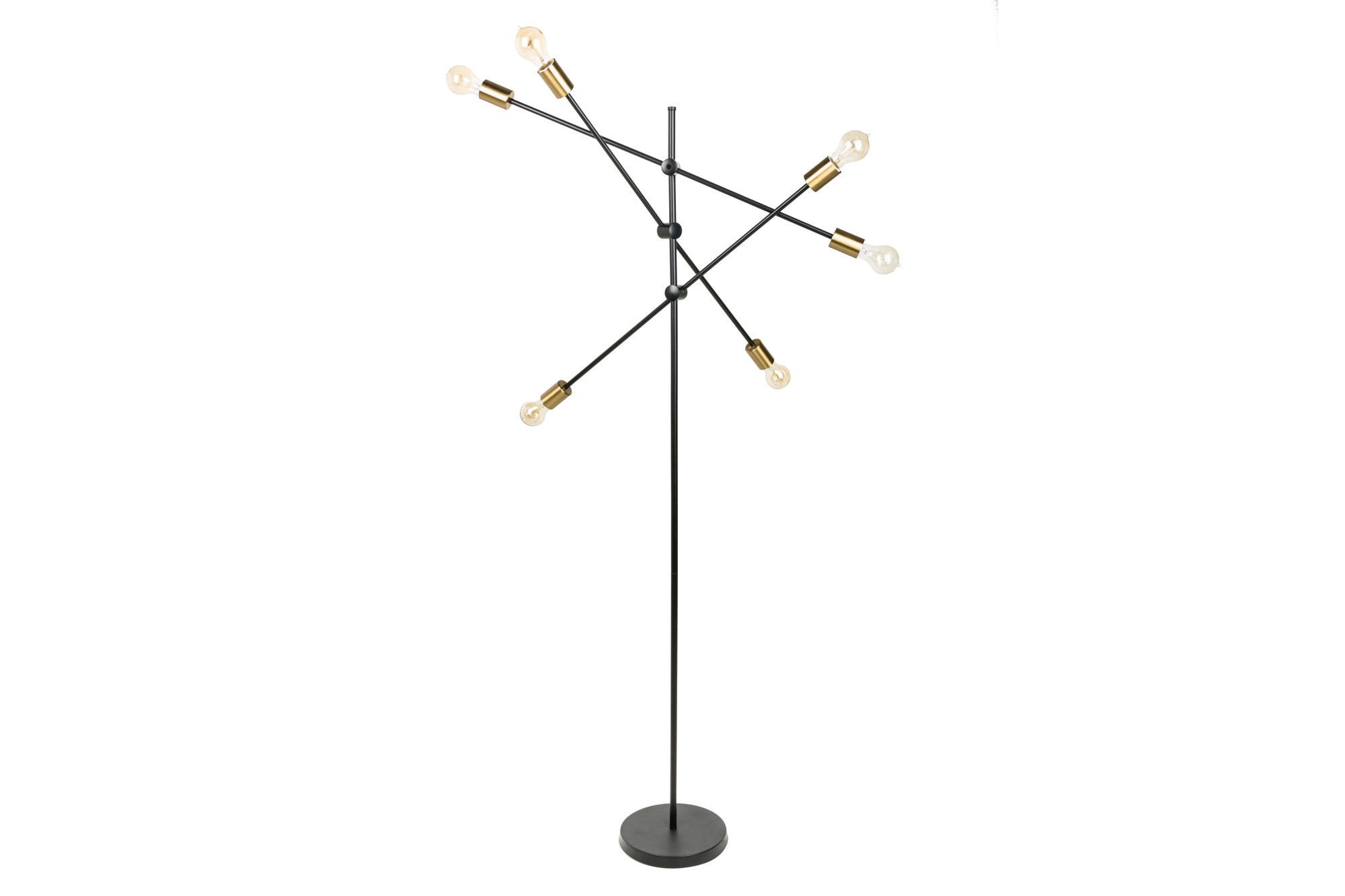 Estila Moderná čierno-zlatá stojaca lampa Elke s otočnými ramenami 163cm