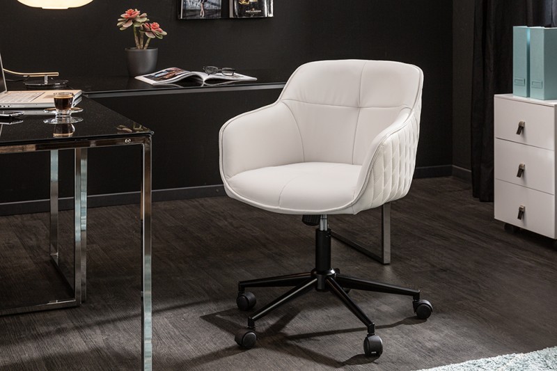 Estila Moderná dizajnová biela kancelárska stolička Tapiq na kolieskach 81cm