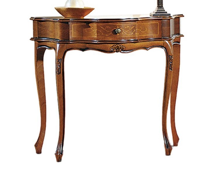 Estila Rustikálny luxusný konzolový stolík Clasica z masívneho dreva hnedej farby s ornamentálnym zdobením 88cm