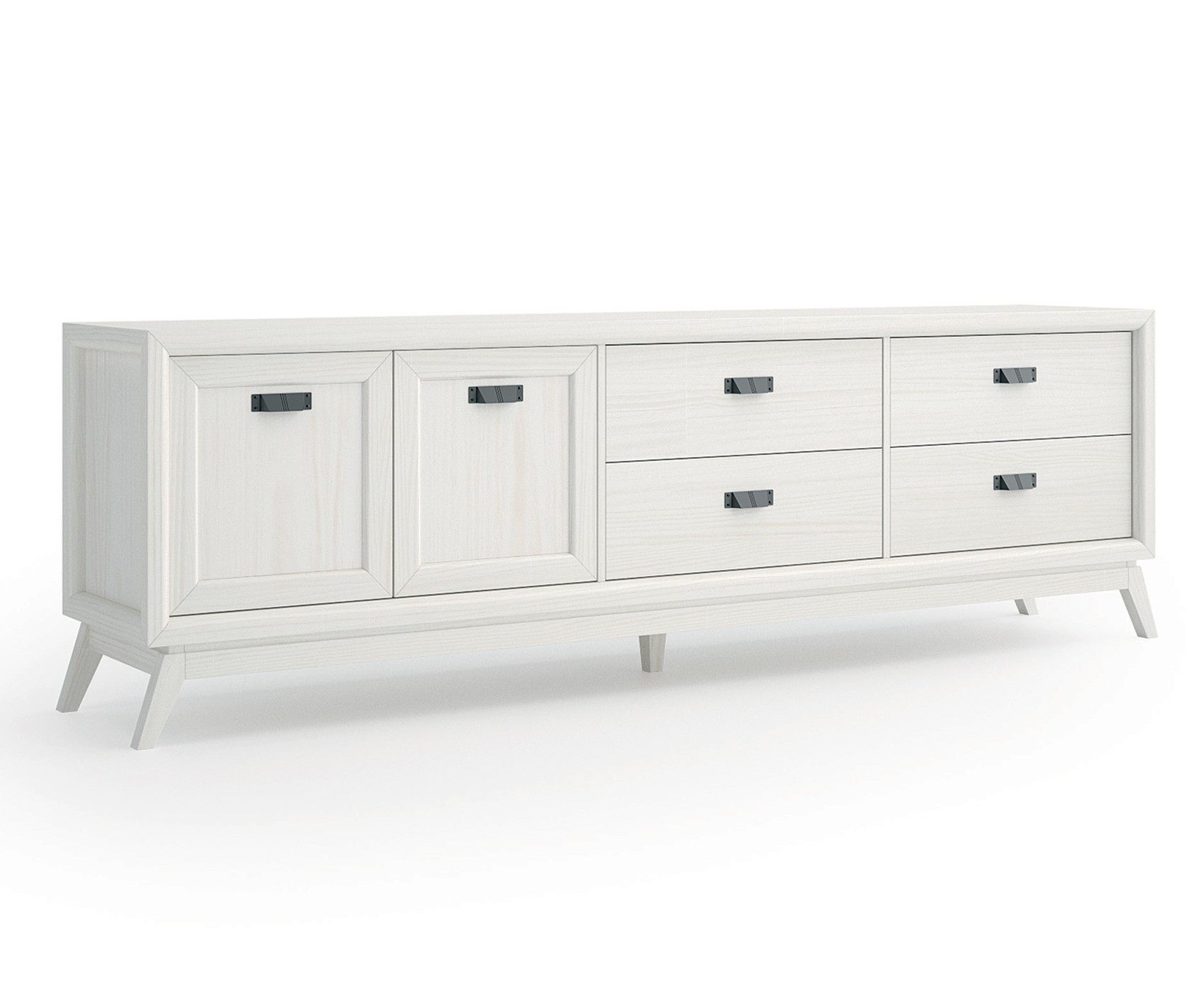 Estila Luxusný TV stolík Rodas z masívneho dreva so štyrmi zásuvkami a dvoma dvierkami 229cm