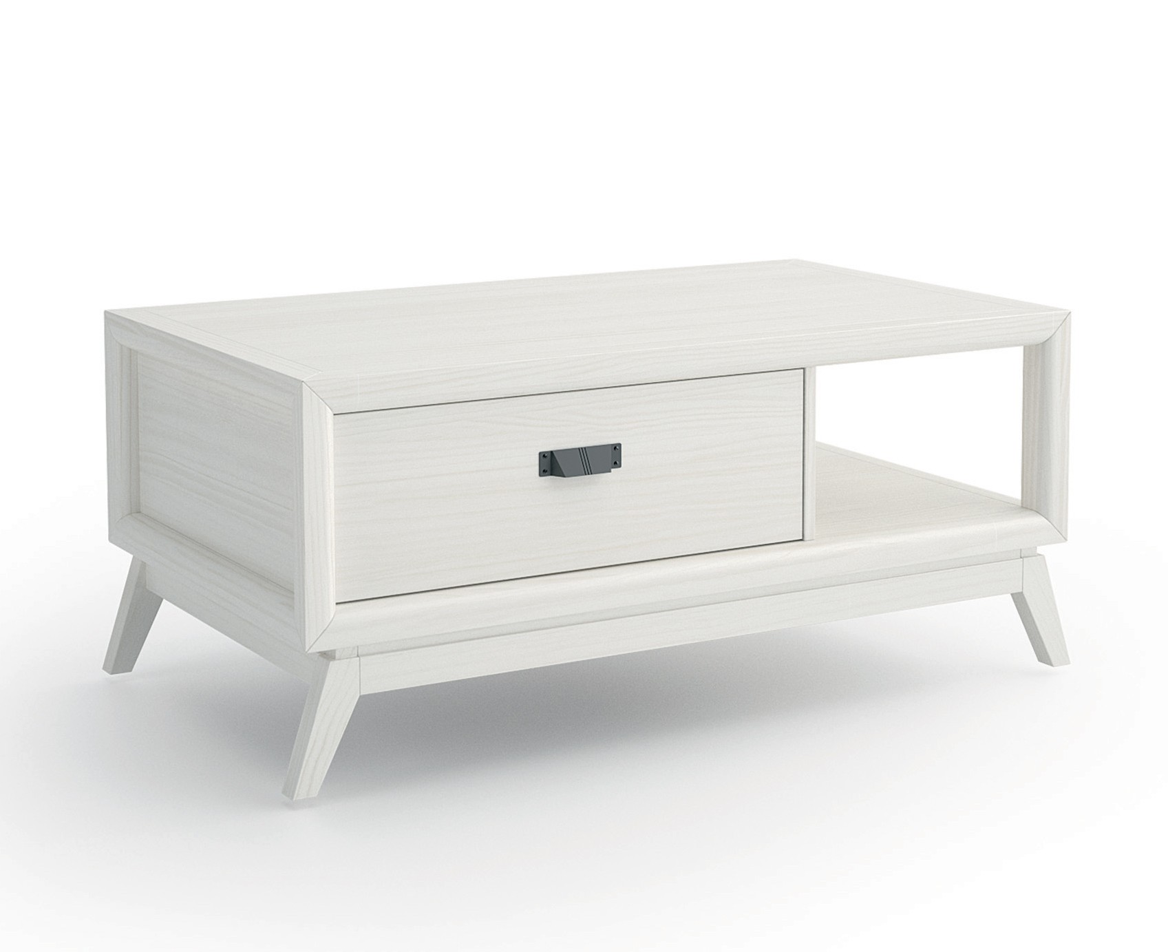 Estila Dizajnový masívny konferenčný stolík Rodas na nožičkách so zásuvkou a otvoreným úložným priestorom 110cm