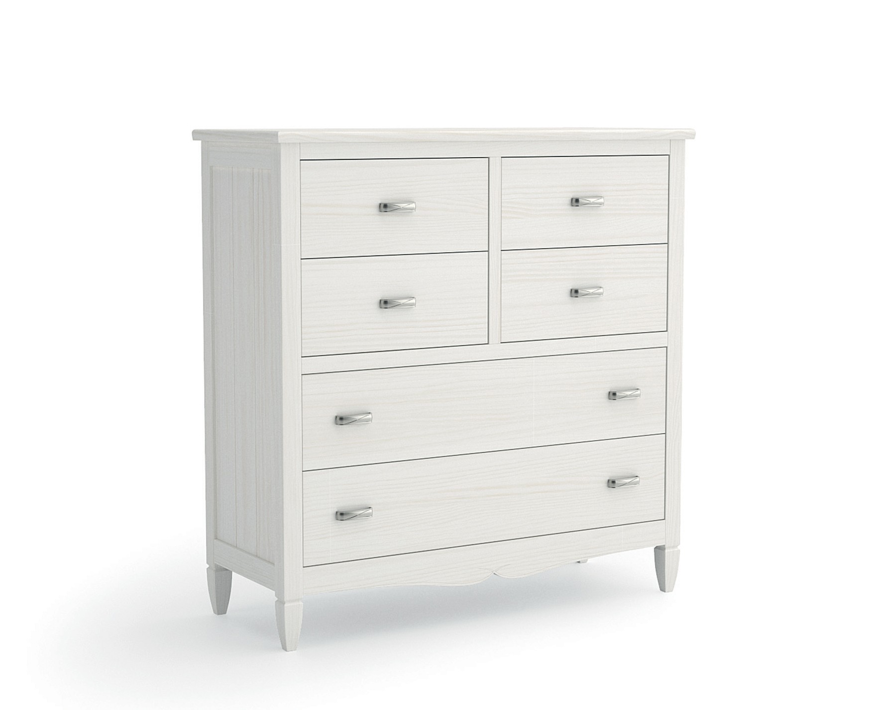 Estila Vkusná a klasická vysoká komoda Amberes na nožičkách z masívneho borovicového dreva 114cm