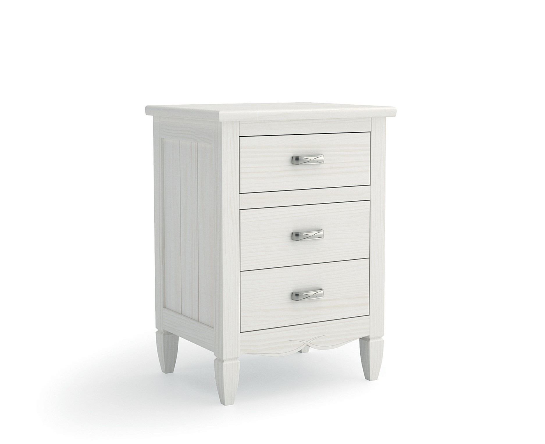 Estila Luxusný vidiecky nočný stolík Amberes s tromi zásuvkami a vyrezávaným zdobením z masívneho dreva 69 cm