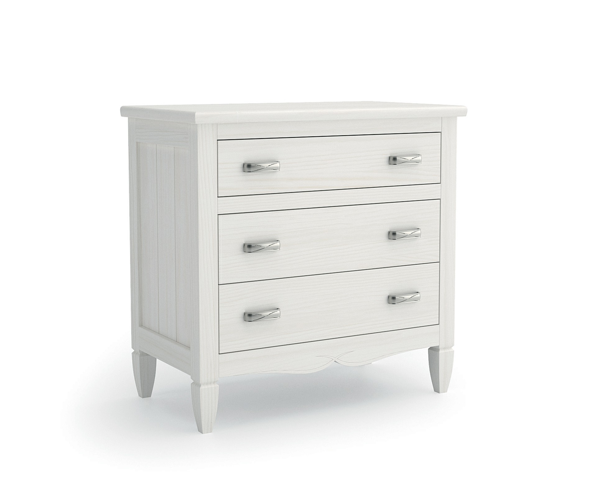 Estila Luxusný vidiecky masívny nočný stolík Amberes s tromi zásuvkami a vyrezávaným zdobením 69 cm