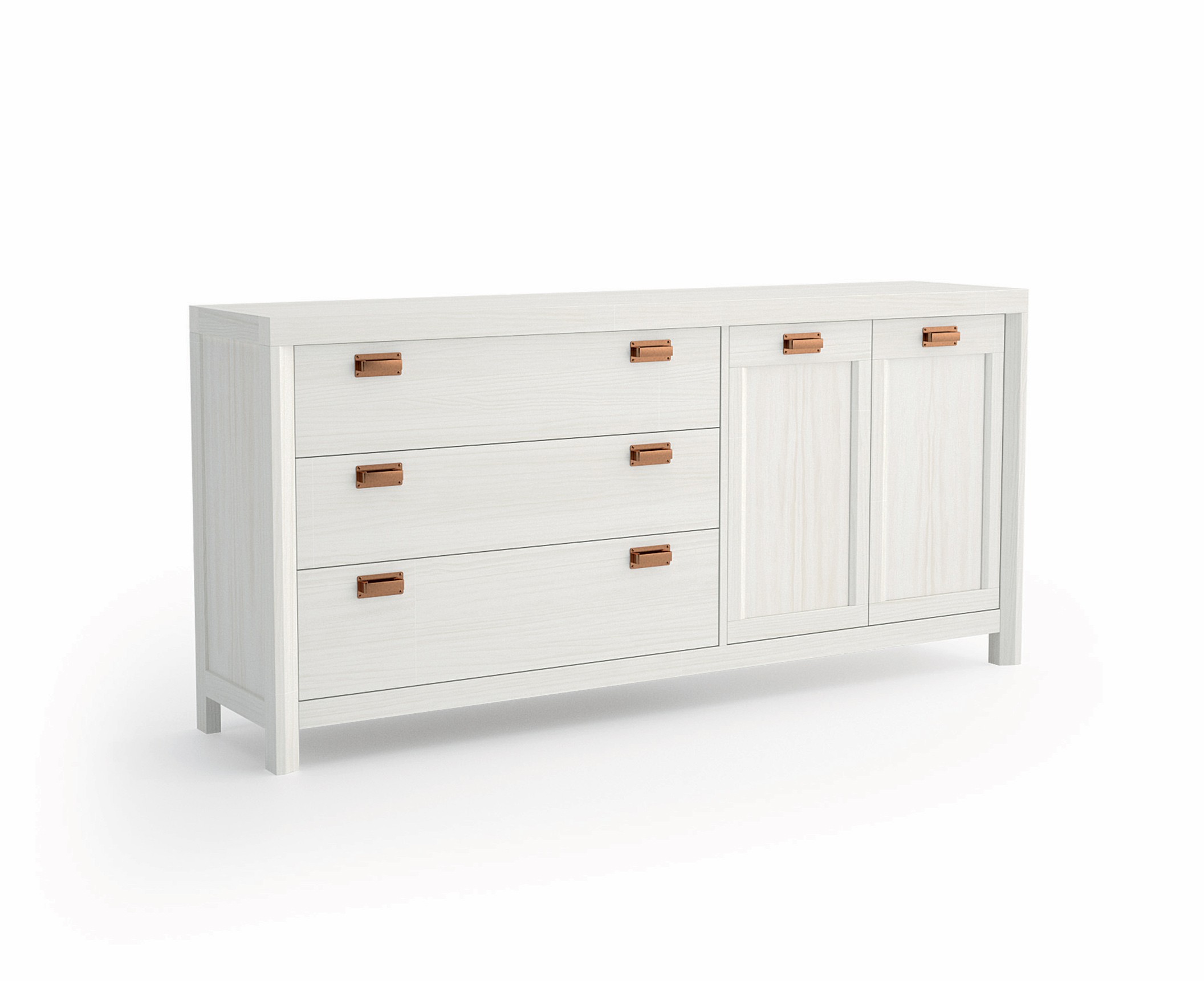 Estila Jedinečný príborník Lyon s mohutným masívnym rámom s troma zásuvkami a dvoma dvierkami 190cm