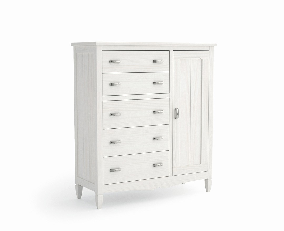 Estila Luxusná moderná masívna komoda Amberes s piatimi zásuvkami a jednodverovou skrinkou 123 cm