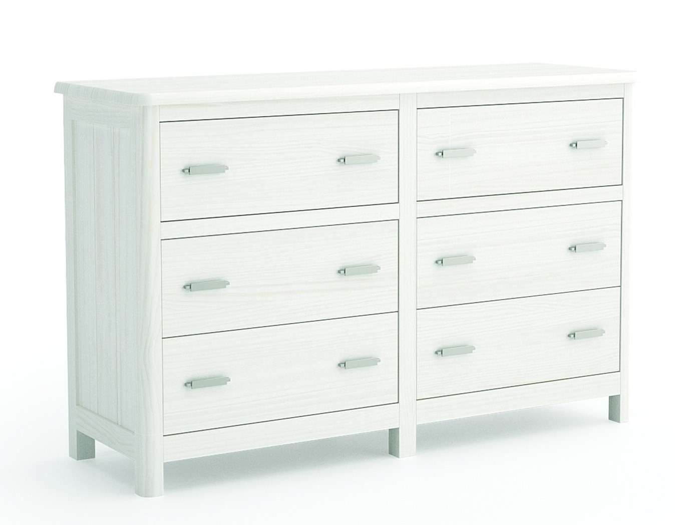 Estila Luxusná masívna dvojitá komoda Cerdena v modernom prevedení na nožičkách so šiestimi zásuvkami 133cm