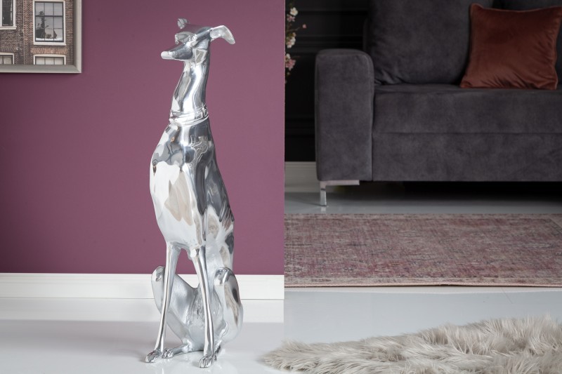 Estila Luxusná moderná dekoračná soška psa strieborná