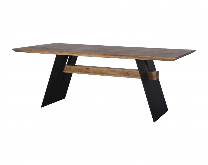 Estila Masívny jedálenský stôl Soterro z prírodného dubového dreva v hnedej farbe na mohutných čiernych nohách 200cm