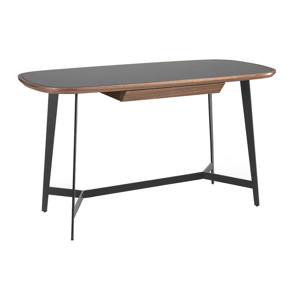 Estila Luxusný písací stôl Forma Moderna s doskou zo skla čierny 140cm