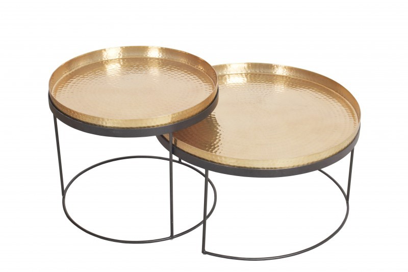 Estila Art-deco set okrúhlych konferenčných stolíkov Elements zlatá 57cm