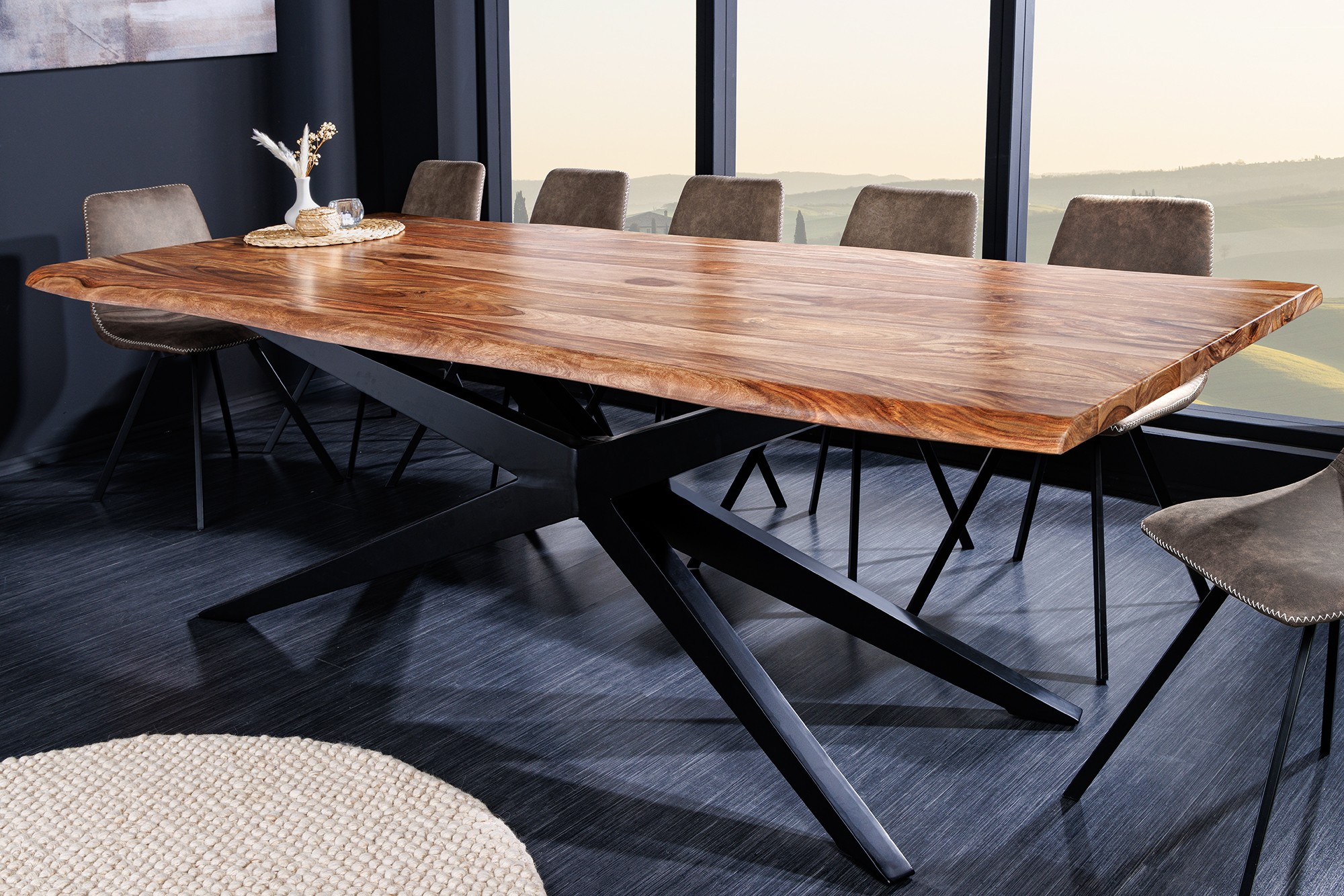 Estila Industriálny jedálenský stôl Steele Craft zo sheeshamového dreva s nožičkami v tvare hviezdy 240 cm