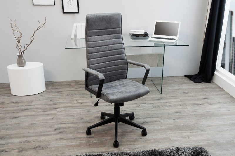 Estila Moderná kancelárska stolička Lazio s čalúnením tmavosivej farby na kolieskach 115-125cm