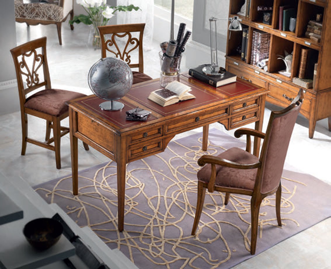 Estila Luxusný rustikálny pracovný stôl Lasil z masívneho dreva v hnedej farbe a piatimi zásuvkami 142 cm