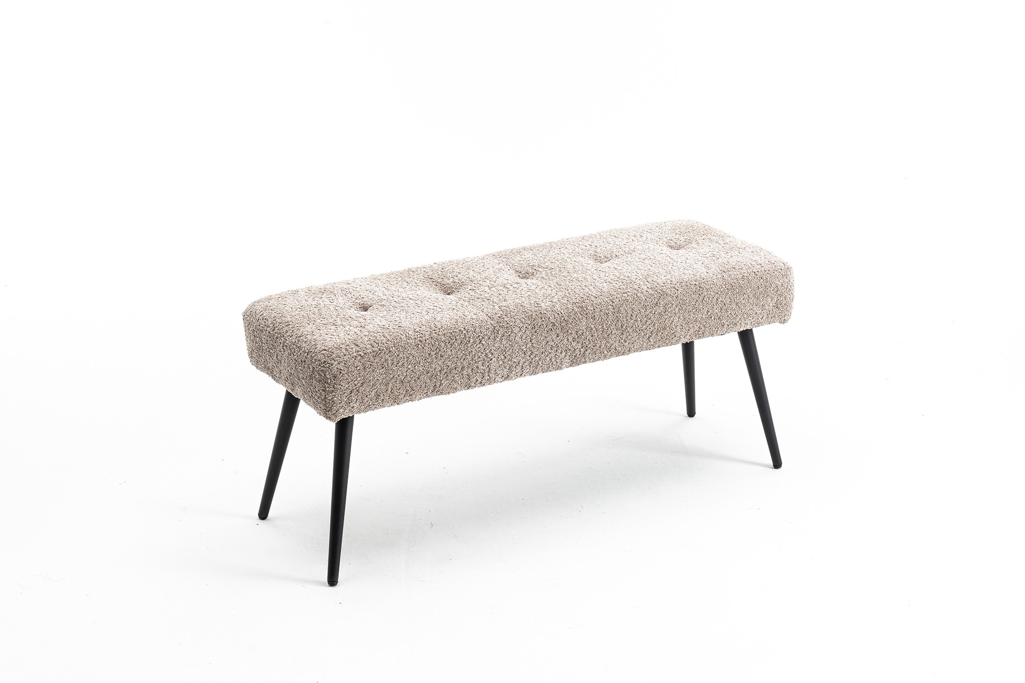 Estila Moderná dizajnová lavica Soreli s buklé čalúnením v sivo béžovom odtieni greige 100 cm