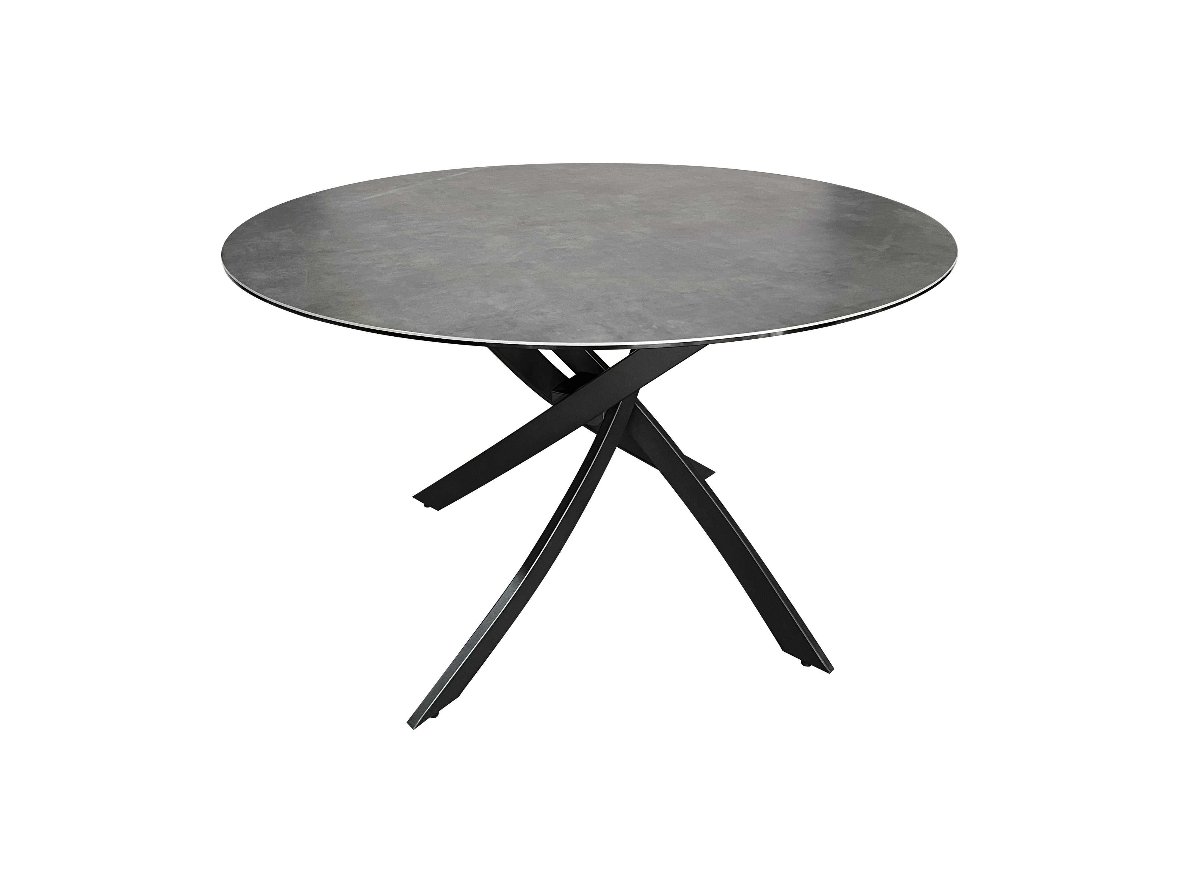 Estila Dizajnový antracitový čierny okrúhly jedálenský stôl Valldemossa s prekríženými nohami 120 cm