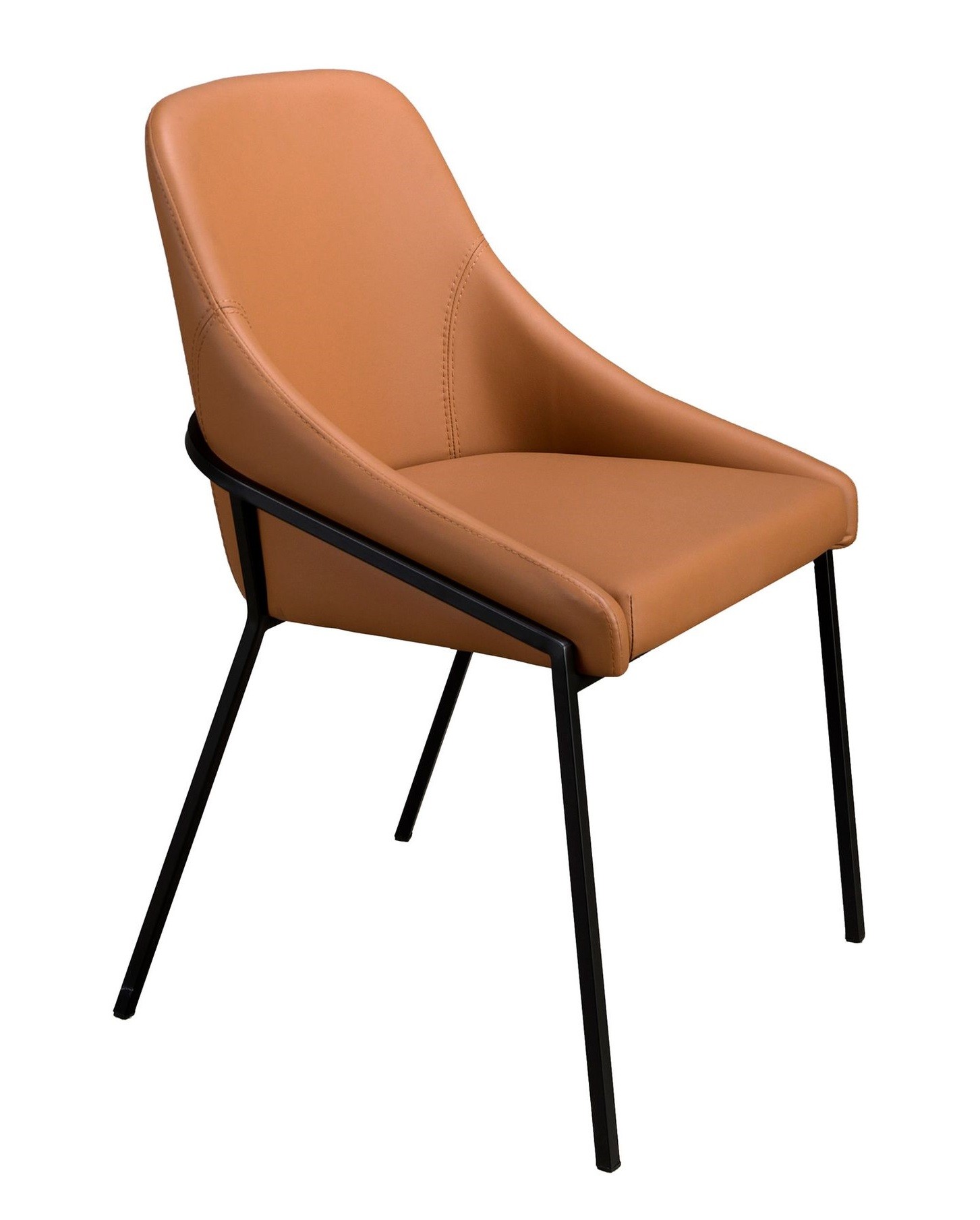 Estila Luxusná kožená jedálenská stolička Forma Moderna v teplej hnedej farbe s čiernou kovovou podstavou 83 cm